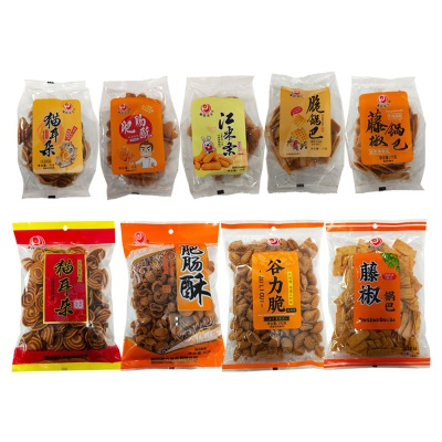 四川特色吴氏远久猫耳朵肥肠酥花椒锅巴怀旧小吃江米条小零食批发