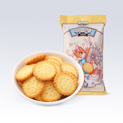 三只松鼠日式小圆饼奶盐味100g袋装网红饼干特色小吃零食休闲