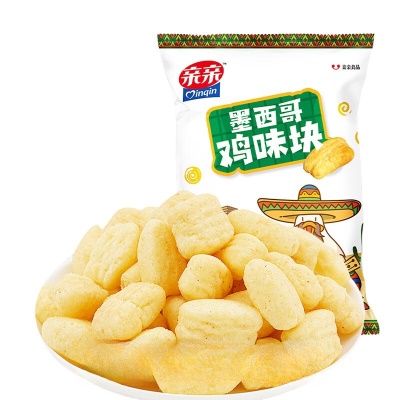 亲亲牌麦香鸡味块袋装膨化食品 非油炸休闲特色怀旧零食批发105g